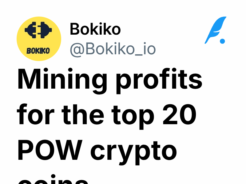 Mining profits for the top 20 POW crypto coins | Bokiko