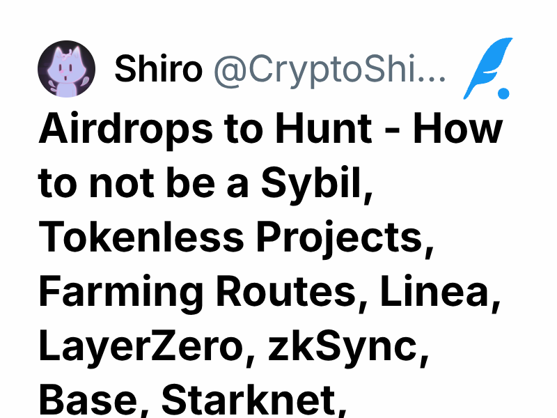 Airdrops to Hunt - How to not be a Sybil, Tokenless Projects, Farming ...