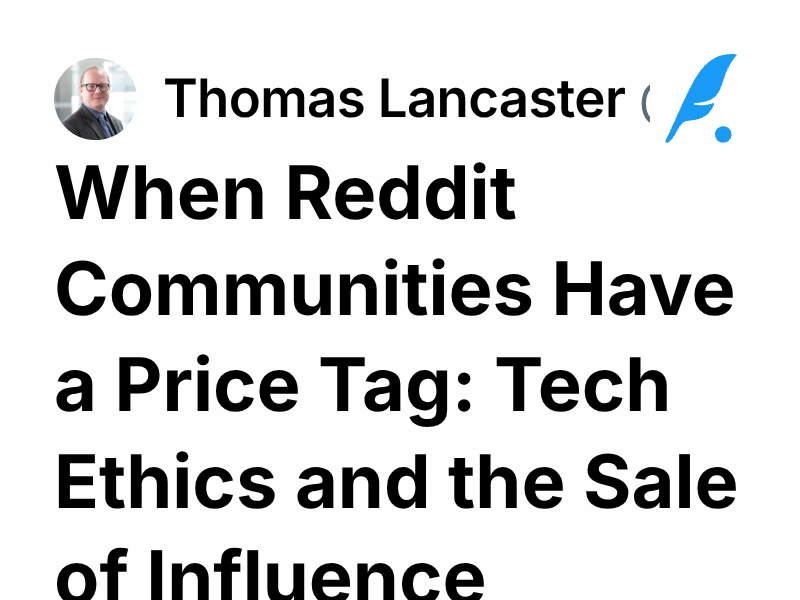 When Reddit Communities Have a Price Tag: Tech Ethics and the Sale of ...