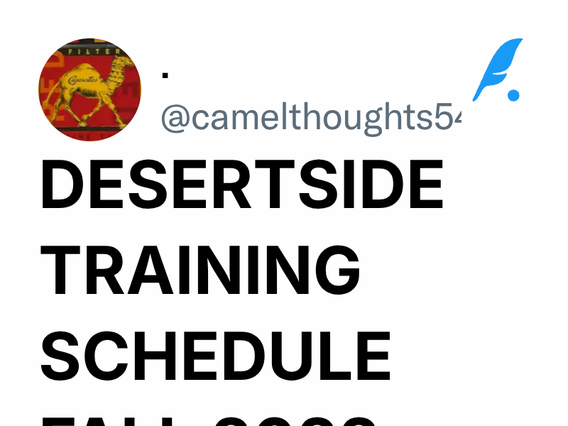 DESERTSIDE TRAINING SCHEDULE FALL 2022