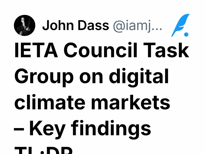 IETA Council Task Group on digital climate markets – Key findings TL;DR ...