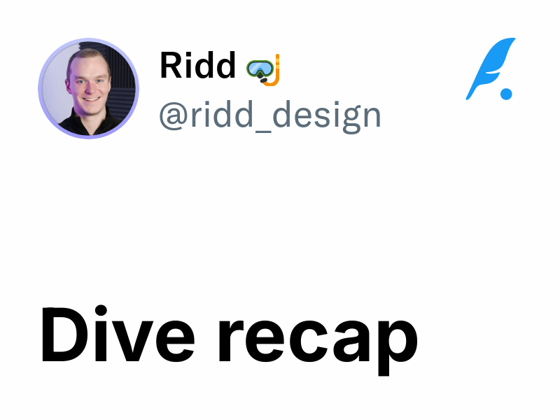 Dive recap | Ridd 🤿