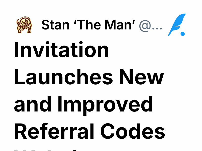 Invitation Launches New and Improved Referral Codes Website | Stan ‘The ...