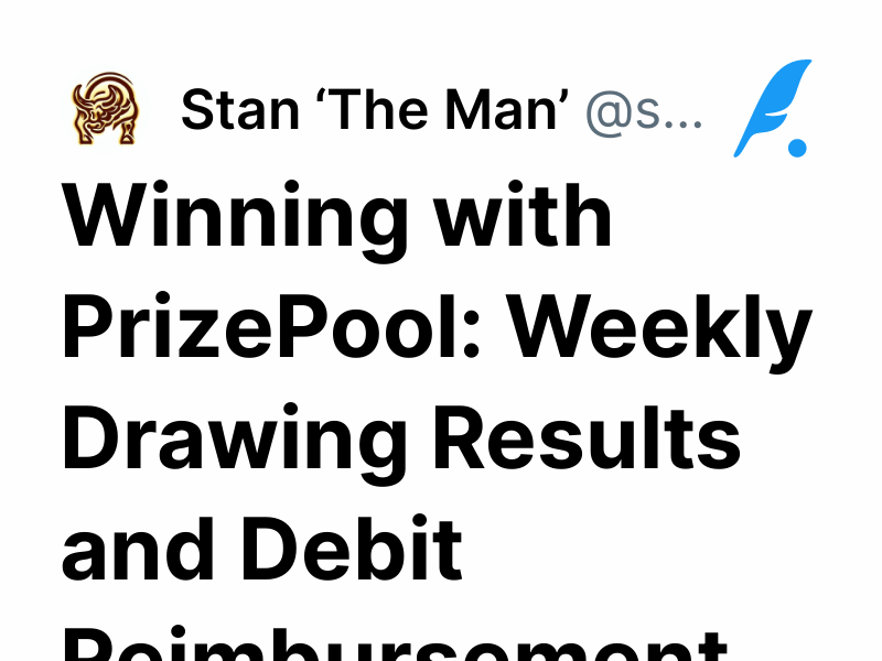 Winning with PrizePool Weekly Drawing Results and Debit Reimbursement