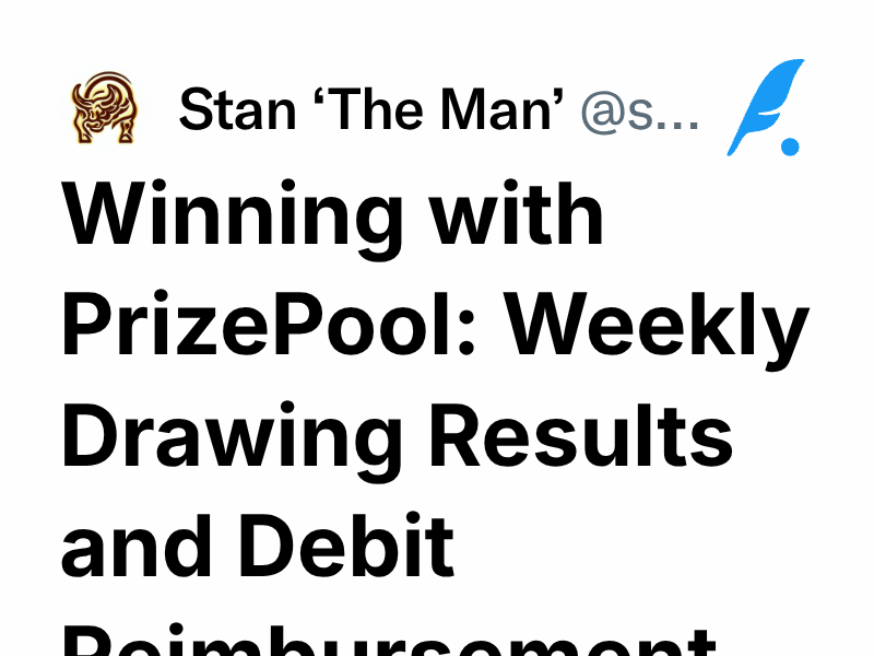 Winning with PrizePool Weekly Drawing Results and Debit Reimbursement