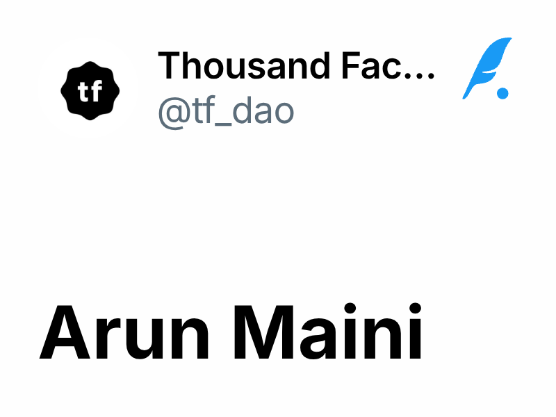 Arun Maini Thousand Faces Club 🌠